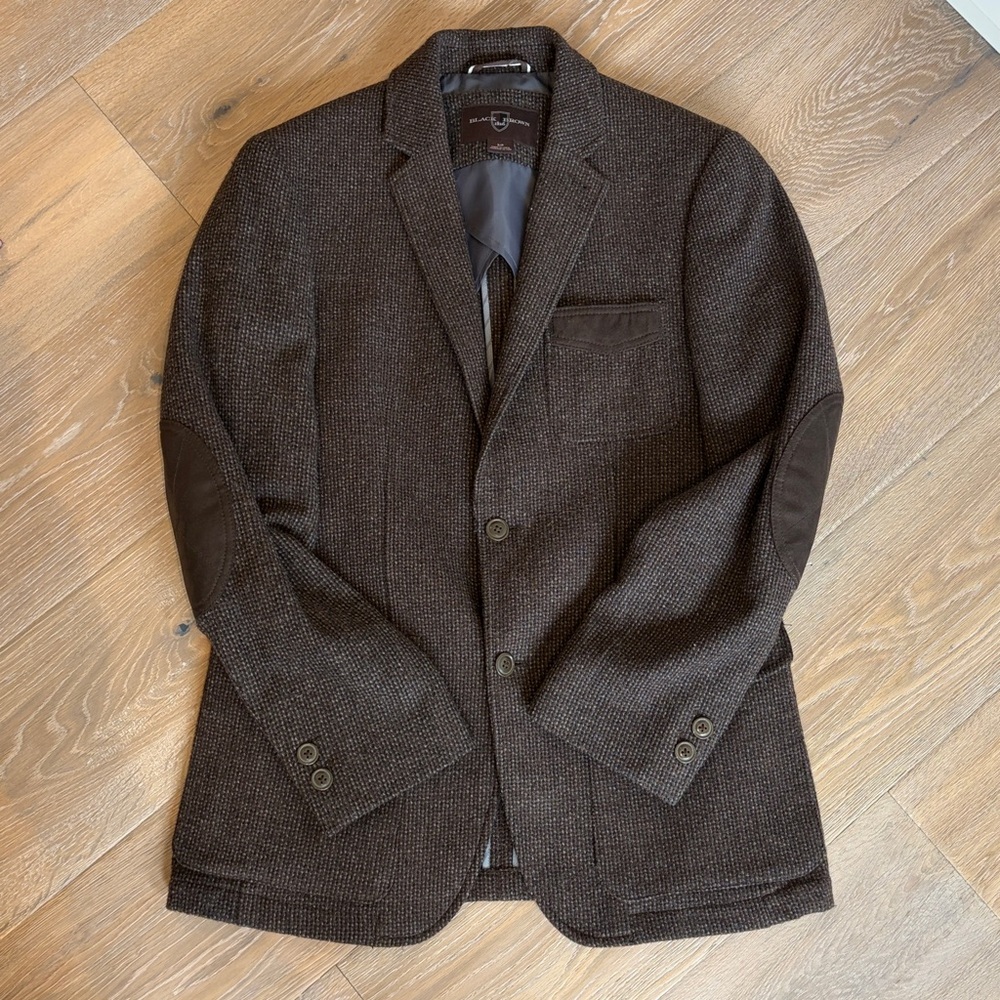NWOT Black Brown 1826 Dark Brown Tweed Textured Blazer